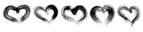 Grunge Hearts Set Design Elements Valentine Day Vector Illustration — 图库矢量图片