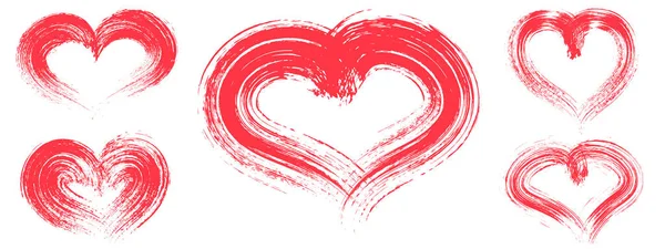 Grunge Hearts Set Design Elements Valentine Day Vector Illustration — 图库矢量图片