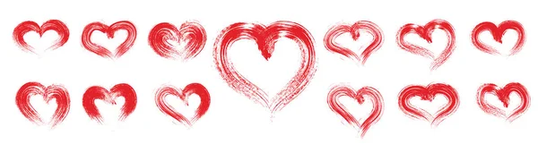 Grunge Hearts Set Design Elements Valentine Day Vector Illustration — стоковый вектор