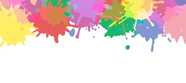 Arka planda parlak renkli lekeler olan pankart. Vektör illüstrasyonu