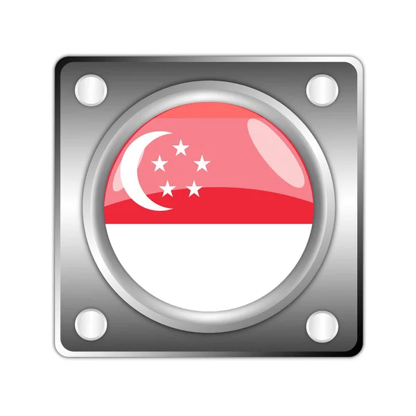 Singapore Flaggan Glödande Cirkel Fäst Vid Dörr Eller Vägg — Stockfoto