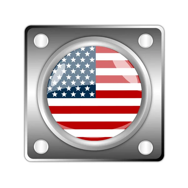 Αμερικανική Σημαία Ένα Λαμπερό Κύκλο Που Συνδέεται Μια Πόρτα Τοίχο — Φωτογραφία Αρχείου
