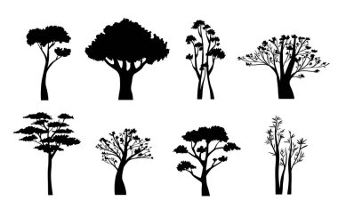 Beyaz arkaplan vektör illüstrasyonunda ağaç silueti EPS10