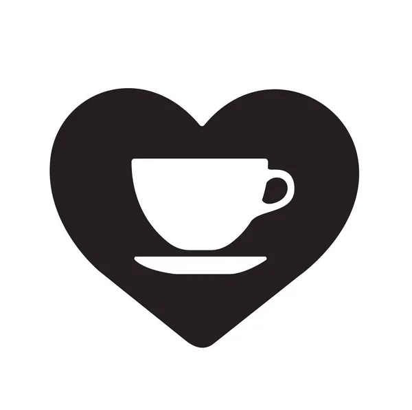 Cup Coffee Heart Shape Symbol — Stock Vector
