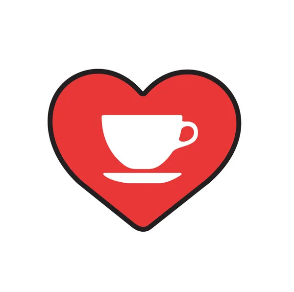 Cup Coffee Heart Shape Symbol — Stock Vector