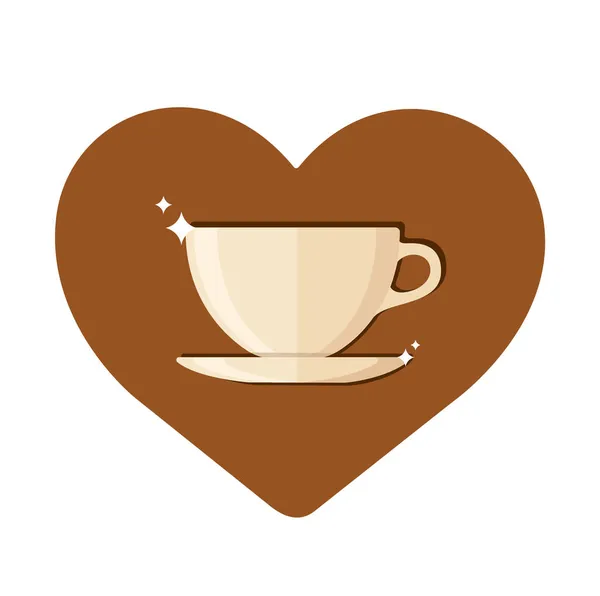 Cup Coffee Heart Shape Symbol — Stock Vector