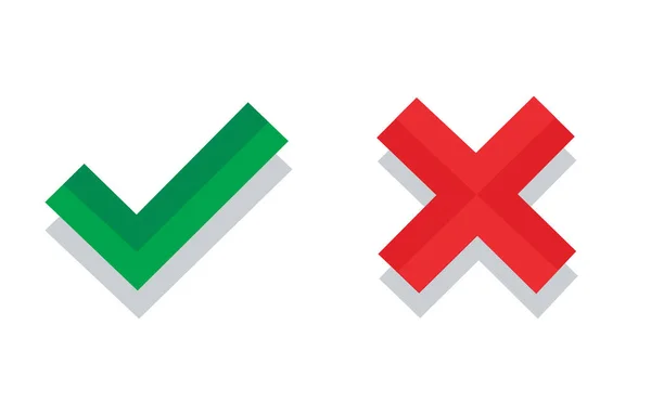 Marca Verificación Marca Verificación Verde Icono Cruz Roja — Vector de stock