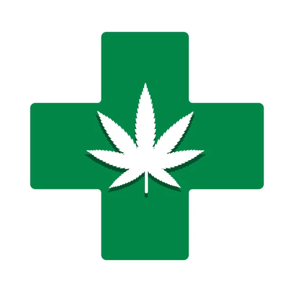 Medical Cross Marijuana Vector Illustration —  Vetores de Stock