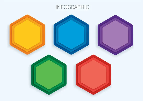 Plantilla Vector Infografía Hexágono Colorido — Vector de stock