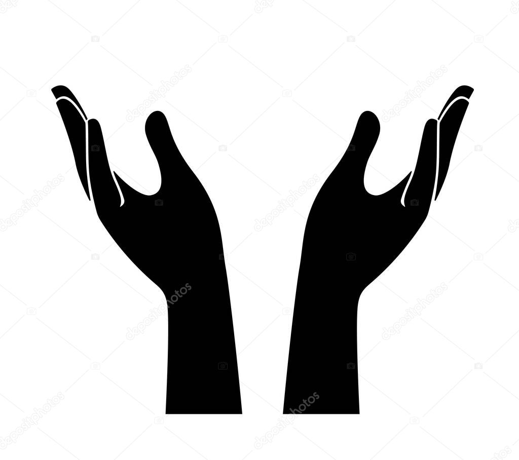 Hands holding , hands pray vector