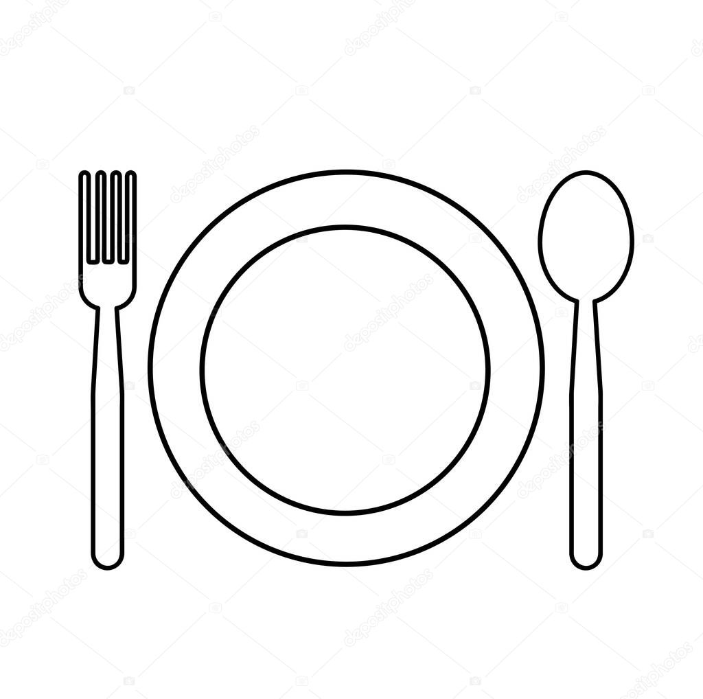 Simple spoon and fork icon vector illustration