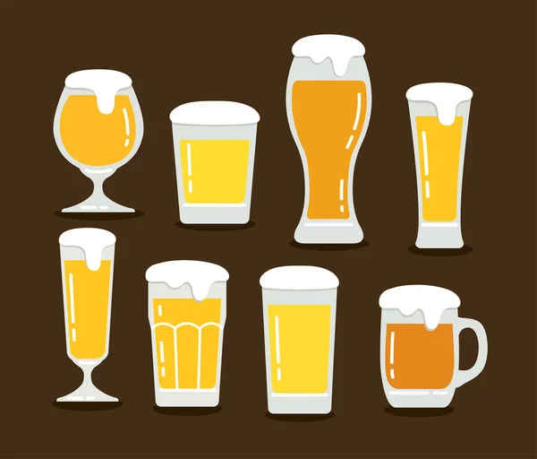 Icona Bicchieri Birra Set Illustrazione Vettoriale — Vettoriale Stock