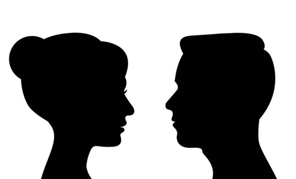 side view of man and woman face vector illustration