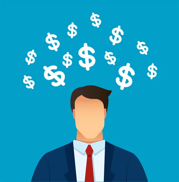 Man Thinking Dollar Icon Vector Illustration — Image vectorielle