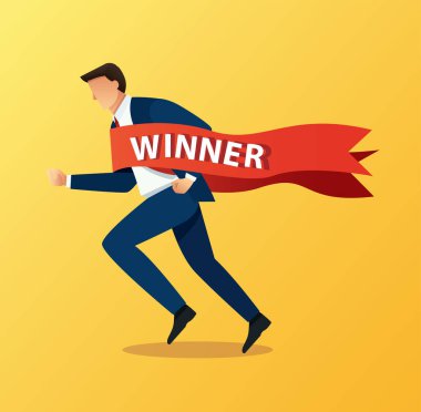 Kazanan sancak vektör illüstrasyonuna sahip iş adamı