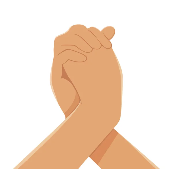 Hand Holding Each Others Handshake Supporting Each Other Vector Illustration — Archivo Imágenes Vectoriales