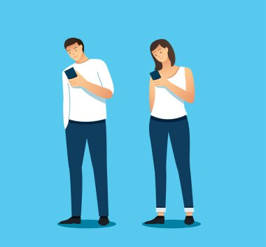 Akıllı telefon tutan insanlar. vektör illüstrasyonu