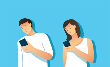 Akıllı telefon tutan insanlar. vektör illüstrasyonu