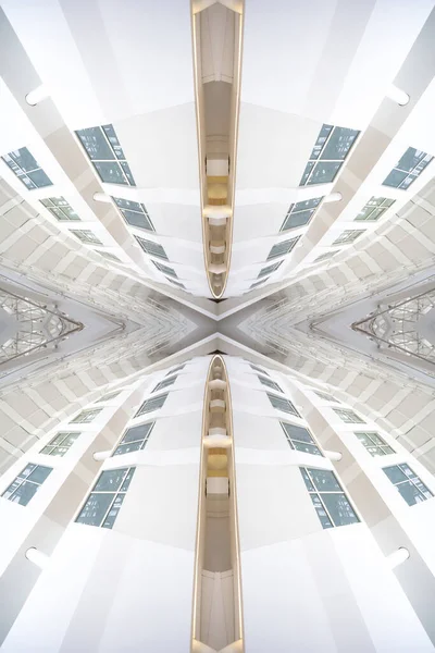 Contexto Abstrato Com Formas Simétricas Edifício Moderno Kaleidoscope Dreaming Experience — Fotografia de Stock