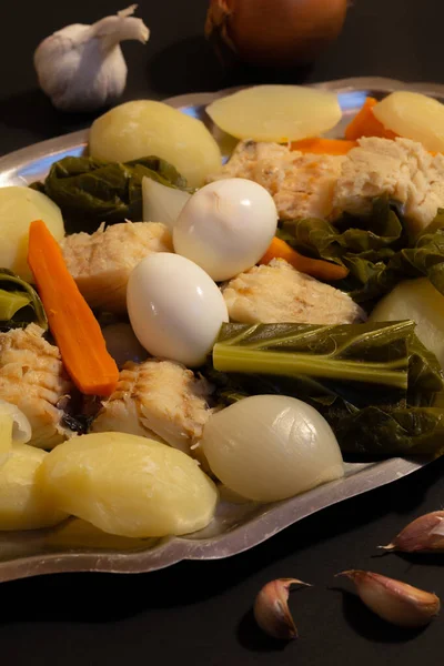 Bacalhau Cozido Traditional Codfish Recipe Minho Christmas Eve North Portugal — 图库照片
