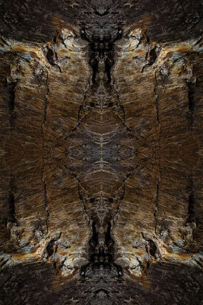 Alien Heads Sculpted Granite Rock Symmetrical Kaleidoscope Mirror Abstract Background — Stockfoto