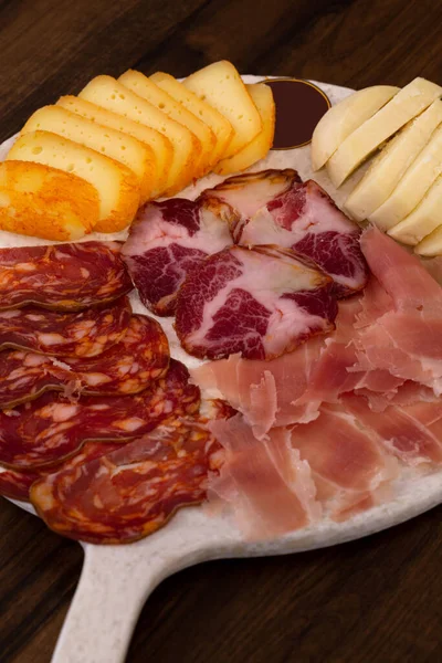 Mediterranean Smoked Meat Cheese Board Braga Portugal — Stockfoto