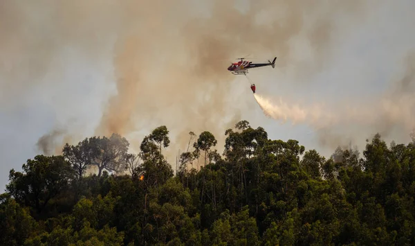 Firefighter Helicopter Fighting Forest Fire Day Povoa Lanhoso Portugal — Stockfoto