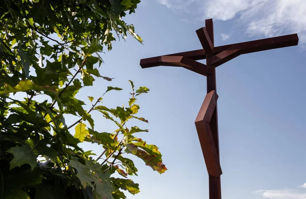 Rusty Iron Modern Crucifix Σύμβολο Της Πίστεως Povoa Lanhoso Braga — Φωτογραφία Αρχείου