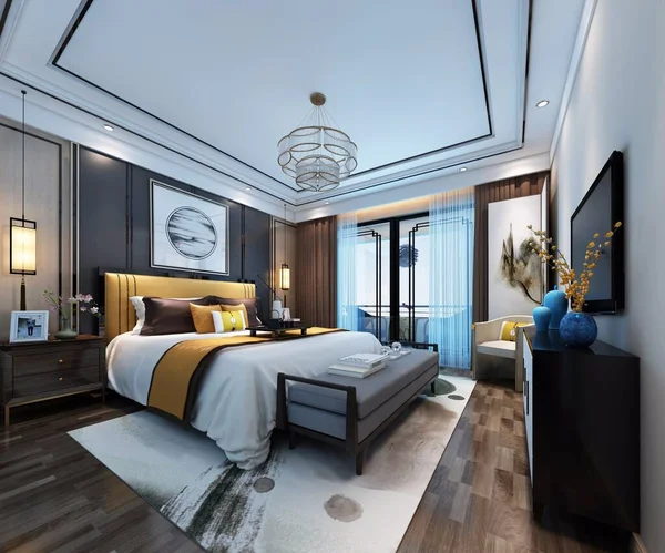 modern bedroom interior design. 3d rendering