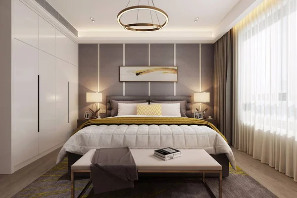 modern bedroom interior. 3d rendering