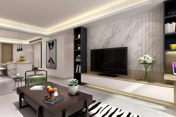 modern interior of a luxury apartment with furniture