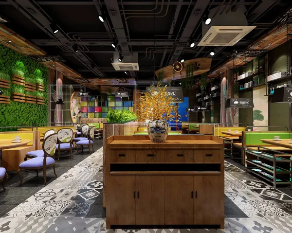 Decoration design renderings of modern restaurants, restaurants, hotels and cafes
