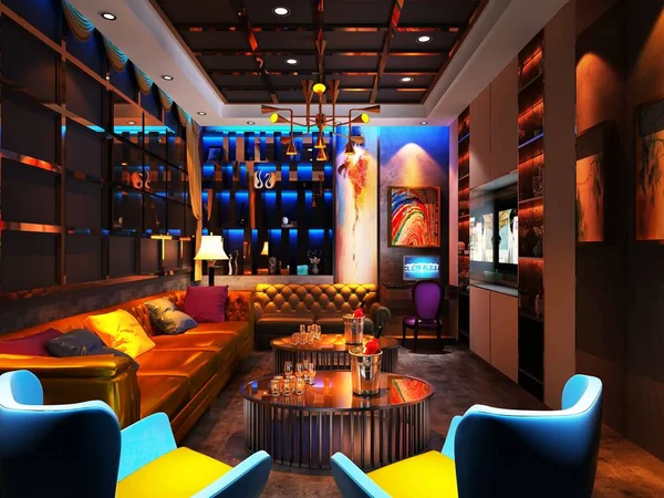 Decoration design renderings of modern bars, KTVs and private clubs