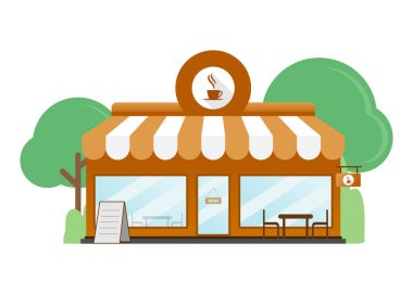 Kafe, kafeterya düz tasarım vektör çizimi