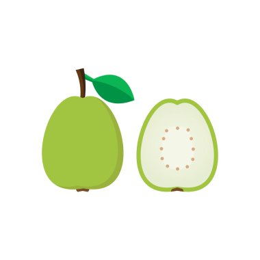 Beyaz arka plan düz tasarım vektörü üzerinde guava taze meyve