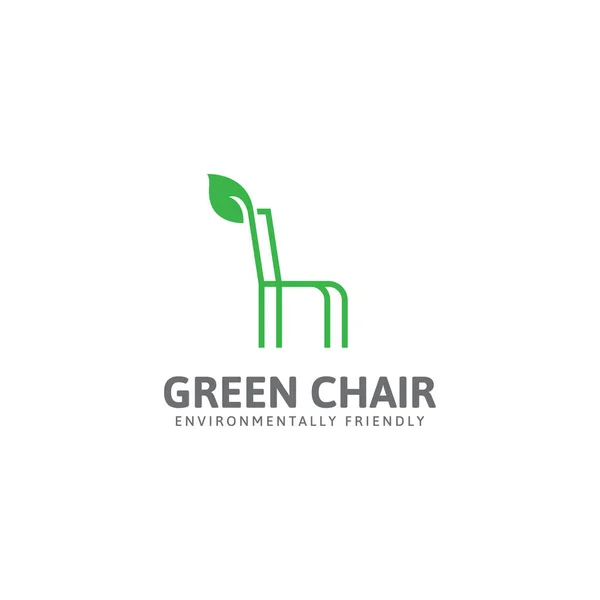 Logo Zelené Židle Židle Zelený Strom Výhonky Logo Design Vektor — Stockový vektor