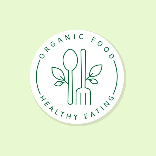Logotipo Alimentos Orgánicos Etiqueta Ilustración Diseño Vectores Pegatina — Vector de stock