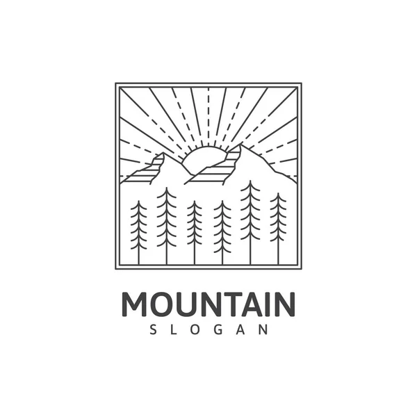 Mountain Monoline Outdoor Nature Vector Illustration Royalty Free Stock Illustrations