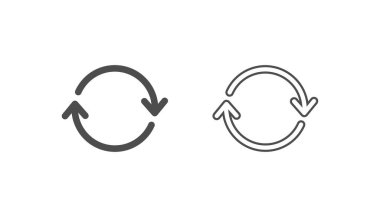 Beyaz arkaplan üzerindeki simge işaret vektör tasarımını eşzamanla veya yeniden başlat