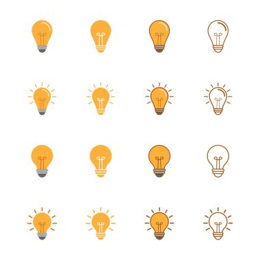 Ampul simgesi işaret vektör tasarımının kümesi