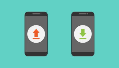 Akıllı telefon ve yükleme vektör tasarımı