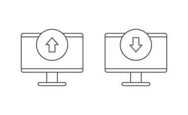 Bilgisayar, simge çizgisi tasarımı yükle ve indir