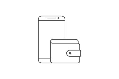 e cüzdan simgesi satır vektör tasarımı