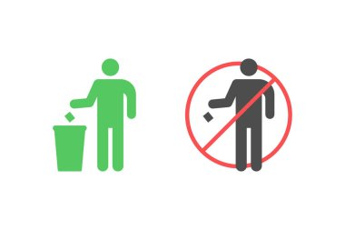 Çöp kutusu ikon vektör tasarımı, çöp atın yerine ve simge çöp atmayın