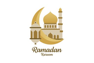 Ramazan kareem vektör tasarımı illüstrasyon, cami, fener, ay