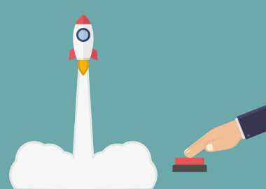 İş elinle roket tasarım vektör çizimine bas