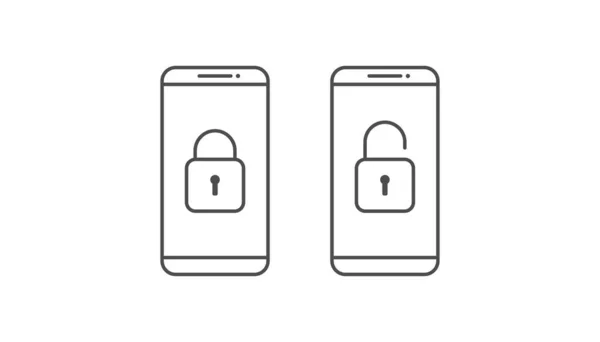Smartphone Cadeado Vetor Ícone Dados Segurança Smartphones — Vetor de Stock