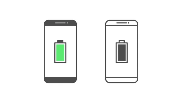 Smartphone Design Vetores Notificação Bateria Fundo Branco — Vetor de Stock