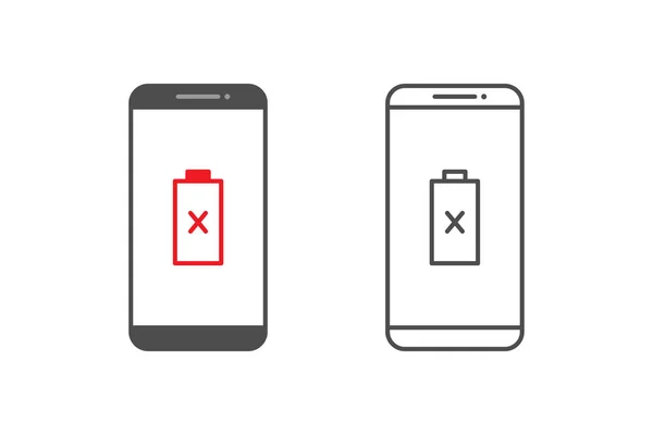 Smartphone Icona Notifica Della Batteria Progettazione Vettoriale Sfondo Bianco — Vettoriale Stock