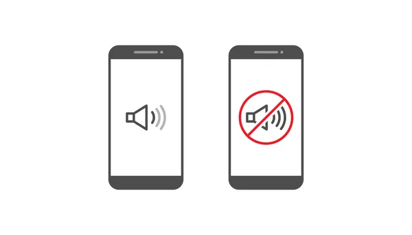 Smartphone Áudio Design Vetor Notificação Ícone Som Fundo Branco — Vetor de Stock